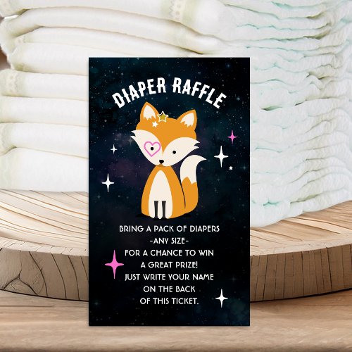 Cosmic Fox Baby Shower Diaper Raffle Ticket Enclosure Card