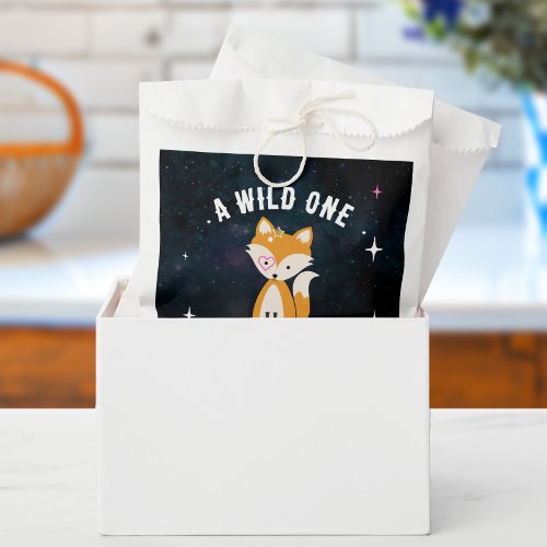 Cosmic Fox Wild One Pink Girl Baby Shower Favor Bag