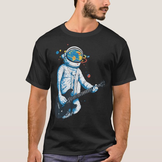 Cosmic Frequencies Astronaut Playing Guitar T-Shirt (Front)