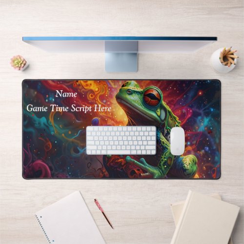 Cosmic Frog Art Print Vibrant Psychedelic Design Desk Mat