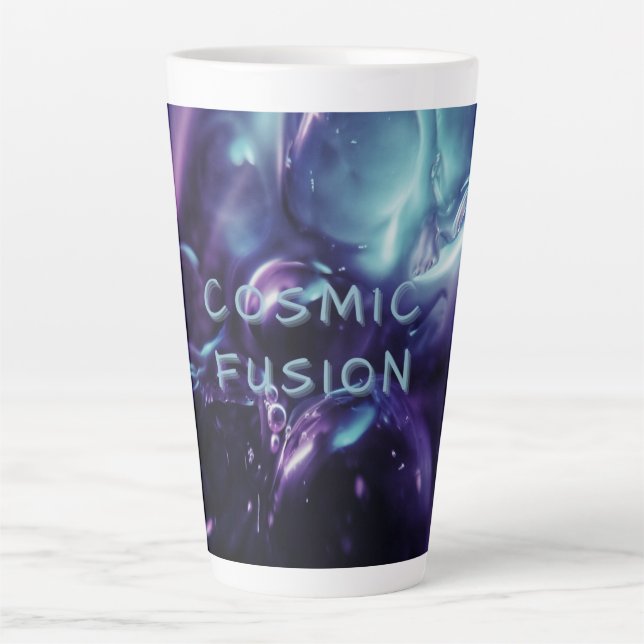 Cosmic Fusion Celestial Abstract Purple Galaxy .. Latte Mug (Front)