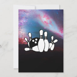 Cosmic Galaxy Bowling Birthday Party Invitation | Zazzle