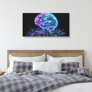 Cosmic Galaxy Brain Cyberpunk City Canvas Wall Art
