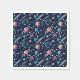 Cosmic Galaxy, Celestial Stars & Planets Pattern Napkins