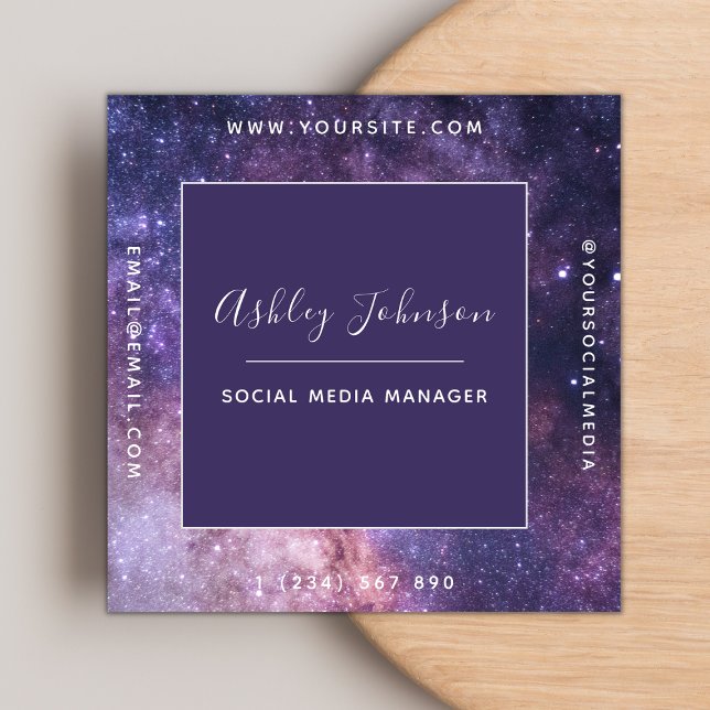 Cosmic Galaxy Futuristic Modern Social Media Space Square Business Card (Creator Uploaded)
