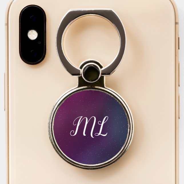 Cosmic Galaxy Initial Name Phone Ring Stand (Close Up)