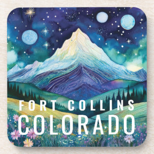 Cosmic Galaxy Mountain Watercolor Tourist Hiker Beverage Coaster