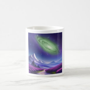 Cosmic Galaxy Mug – Green Nebula Over Purple Mount