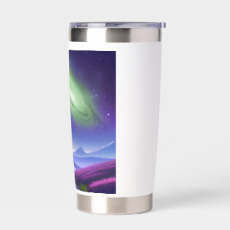Cosmic Galaxy Mug – Green Nebula Over Purple Mount Insulated Tumbler