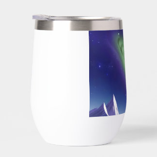 Cosmic Galaxy Mug – Green Nebula Over Purple Mount Thermal Wine Tumbler