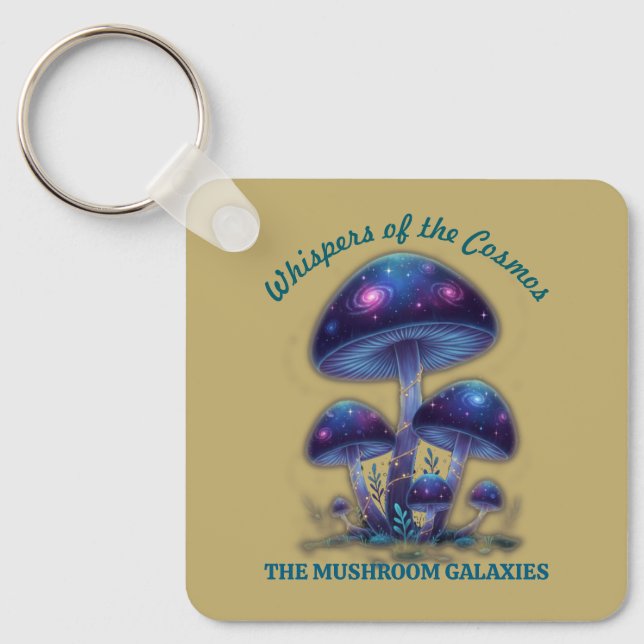 Cosmic Galaxy Mushrooms • Whimsical Fantasy Fungi  Keychain (Front)