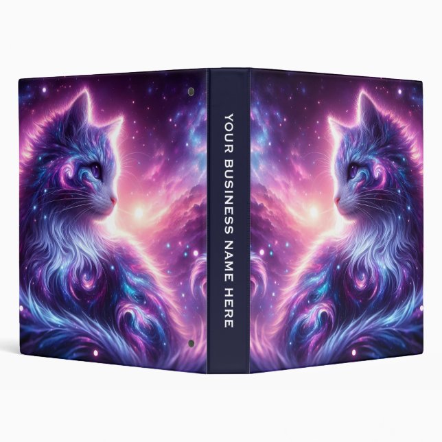 Cosmic Galaxy Mystical Feline Celestial 3 Ring Binder (Background)