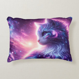 Cosmic Galaxy Mystical Feline Celestial Accent Pillow