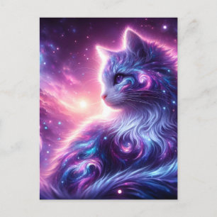 Cosmic Galaxy Mystical Feline Celestial Holiday Postcard