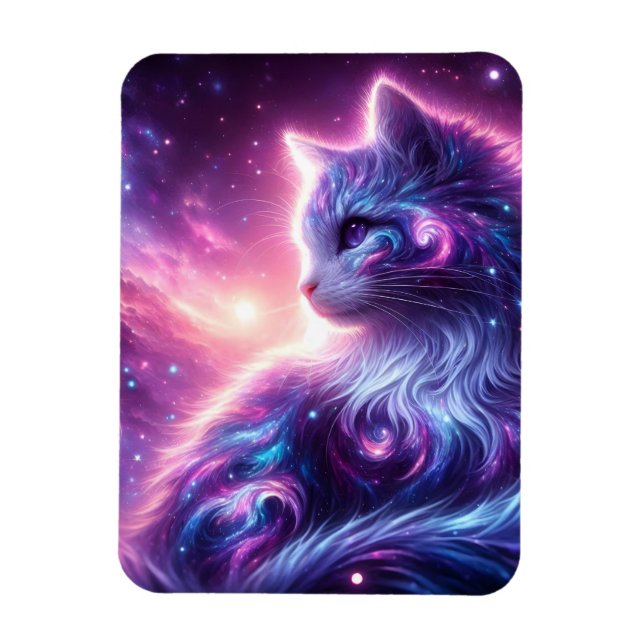 Cosmic Galaxy Mystical Feline Celestial Magnet (Vertical)
