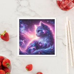 Cosmic Galaxy Mystical Feline Celestial Napkins