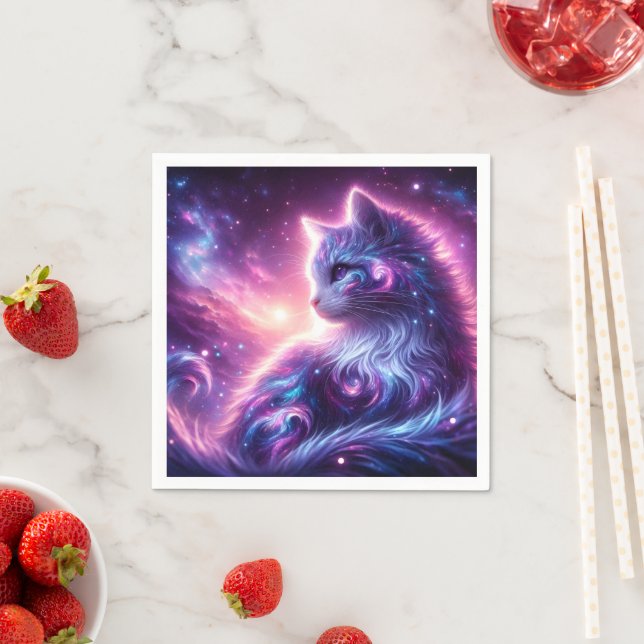 Cosmic Galaxy Mystical Feline Celestial Napkins (Insitu)