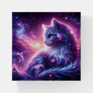 Cosmic Galaxy Mystical Feline Celestial Paperweight