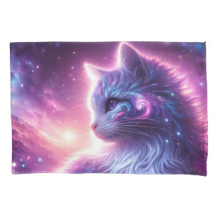Cosmic Galaxy Mystical Feline Celestial Pillow Case
