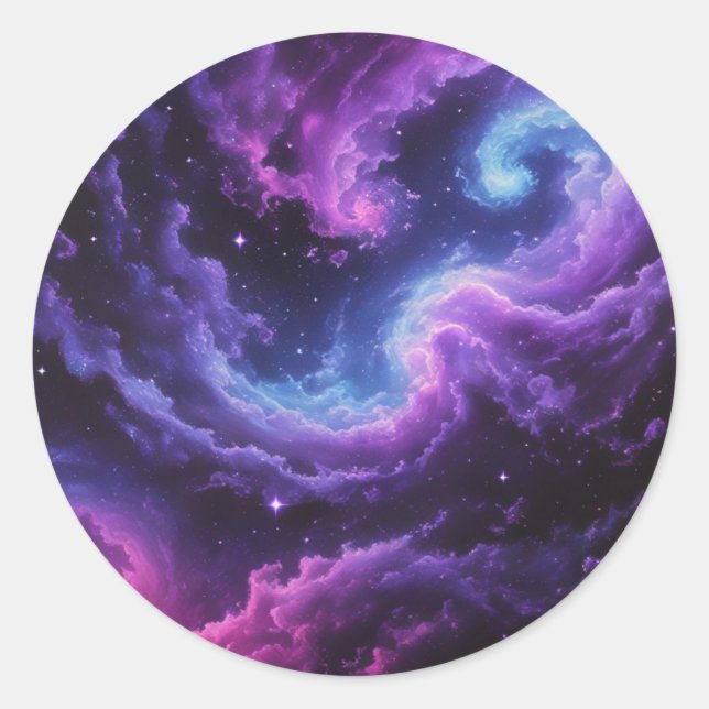 Cosmic Galaxy Nebula Abstract Space Art Design Classic Round Sticker (Front)