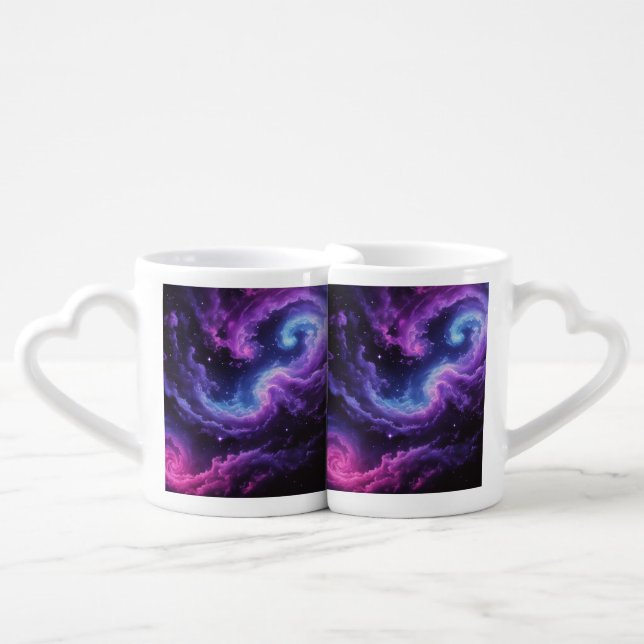 Cosmic Galaxy Nebula Abstract Space Art Design Coffee Mug Set (Front Nesting)