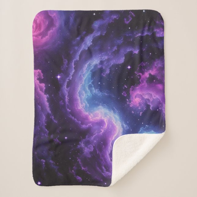 Cosmic Galaxy Nebula Abstract Space Art Design Sherpa Blanket (Front)