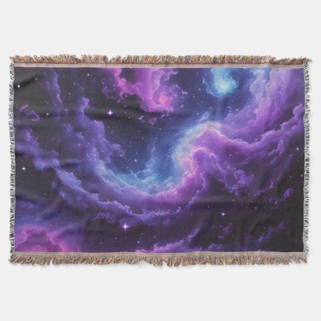 Cosmic Galaxy Nebula Abstract Space Art Throw Blanket (Front)