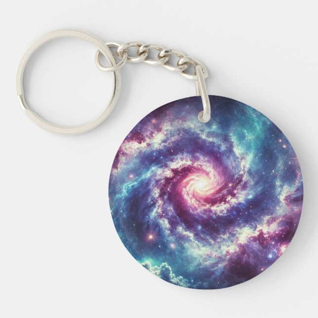 Cosmic Galaxy Nebula Art Keychain (Front)