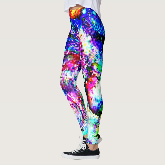 Cosmic Galaxy Pattern Bright Multi Color Leggings (Left)