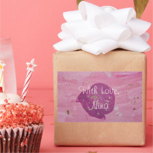 Cosmic Galaxy Pink Watercolor Birthday Rectangular Sticker