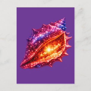 Cosmic Galaxy Shell stars nautical design Holiday Postcard