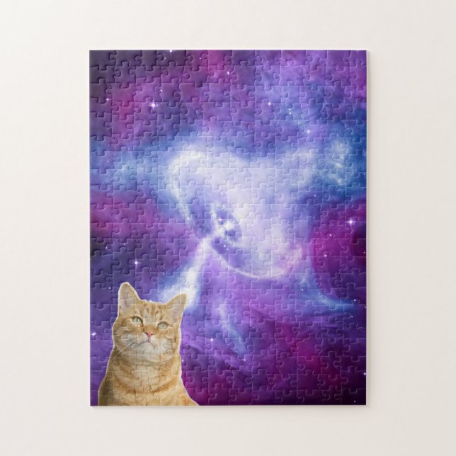 Cosmic galaxy space cat jigsaw puzzle (Vertical)