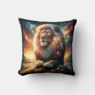 Cosmic Galaxy Space Lion Leo Astrology  Throw Pillow