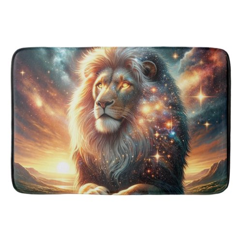 Cosmic Galaxy Space Lion Leo Strength Astrology  Bath Mat