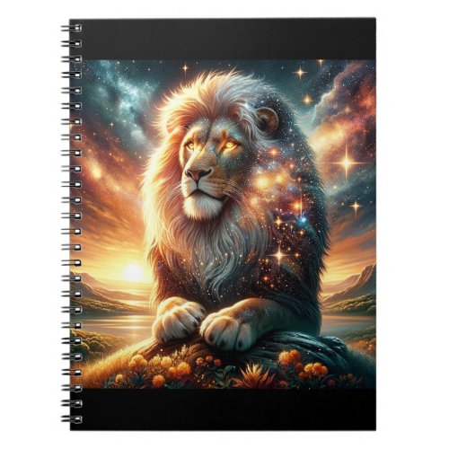 Cosmic Galaxy Space Lion Leo Strength Astrology  Notebook