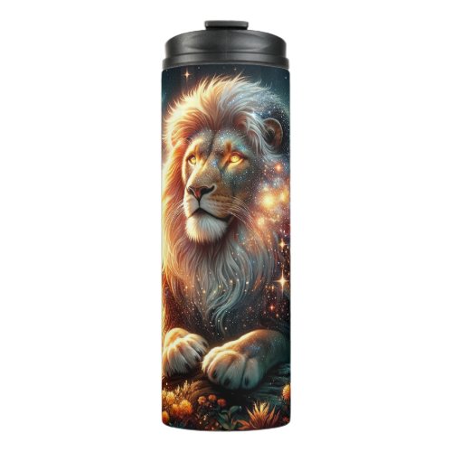 Cosmic Galaxy Space Lion Leo Strength Astrology  Thermal Tumbler