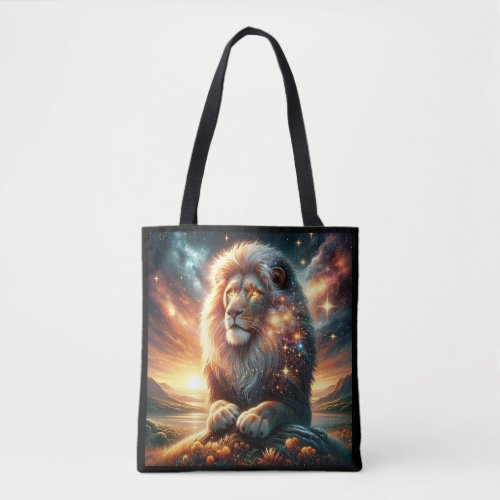 Cosmic Galaxy Space Lion Leo Strength Astrology  Tote Bag
