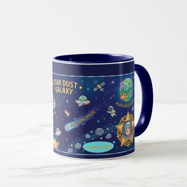 Cosmic Galaxy Star Dust Map Kids Adventure Mug (Front Right)