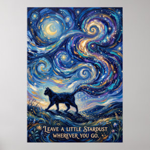 Cosmic Galaxy Tail Cat Celestial Fantasy Poster