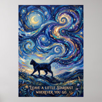 Cosmic Galaxy Tail Cat | Celestial Fantasy Poster