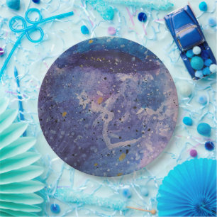 Cosmic Galaxy Watercolor Abstract Artistic Paper Plates