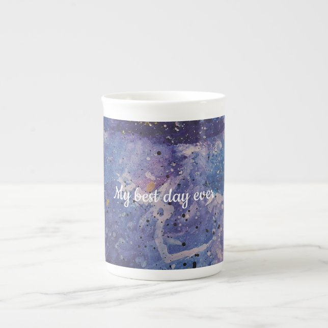 Cosmic Galaxy Watercolor Abstract Personalized Bone China Mug (Front)