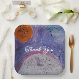 Cosmic Galaxy Watercolor Nebula Kids Birthday Paper Plates