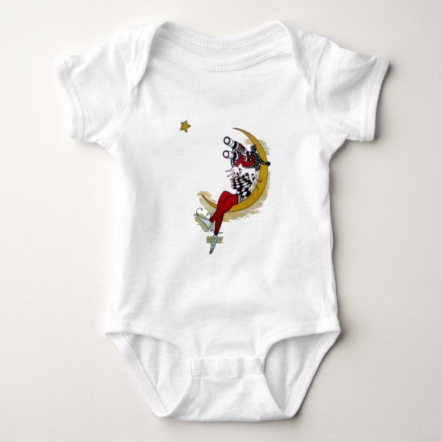 Cosmic Gaze: Elf on the Moon Adventure Baby Bodysuit (Front)