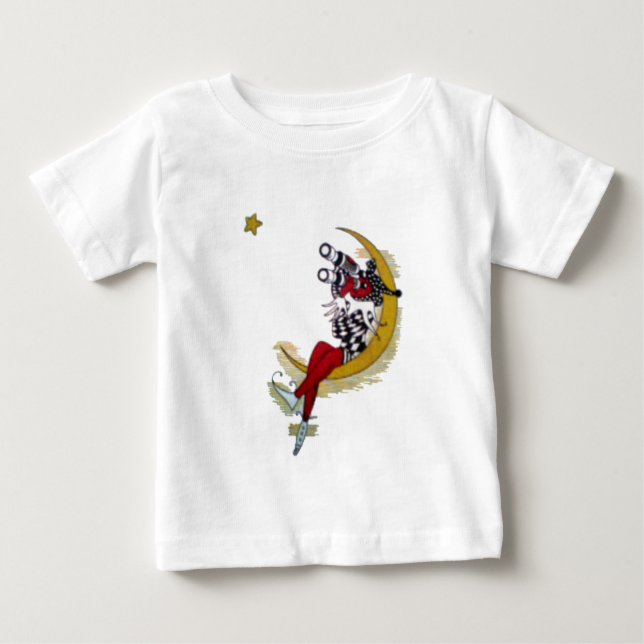 Cosmic Gaze: Elf on the Moon Adventure Baby T-Shirt (Front)