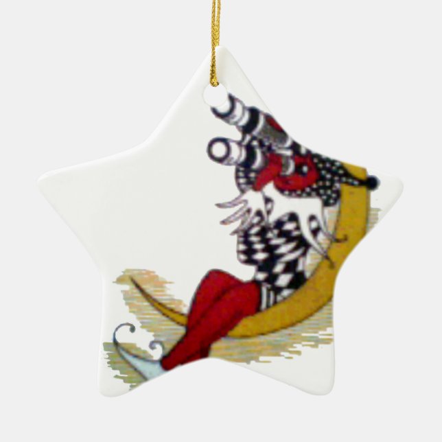 Cosmic Gaze: Elf on the Moon Adventure Ceramic Ornament (Front)
