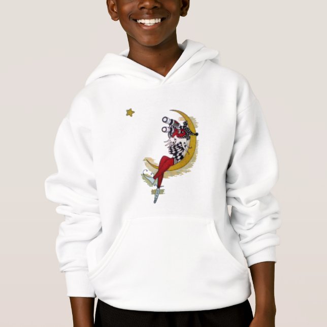 Cosmic Gaze: Elf on the Moon Adventure Hoodie (Front)