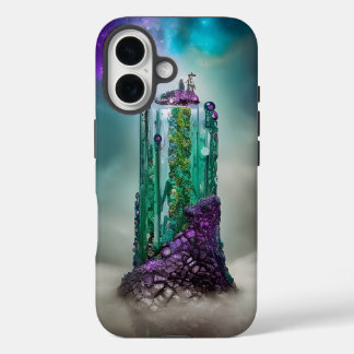 Cosmic Gemstone and Glass \|/ Universe AI Art iPhone 16 Case