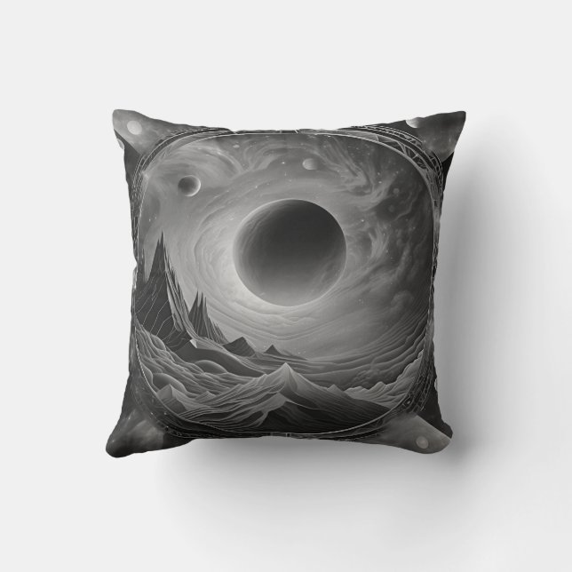 Cosmic Geometric Composition Throw Pillow (Back)