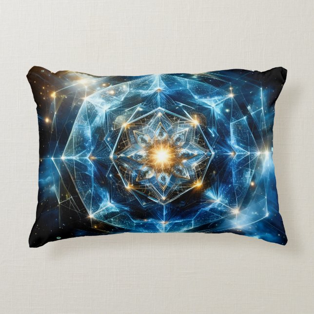 Cosmic Geometry Mandala Star Universe Abstract Accent Pillow (Front)